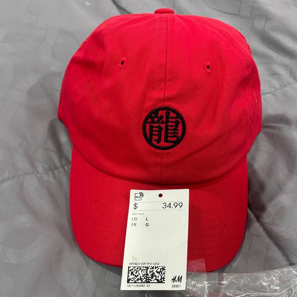 H&M Red Baseball Cap with Black Embroidery
